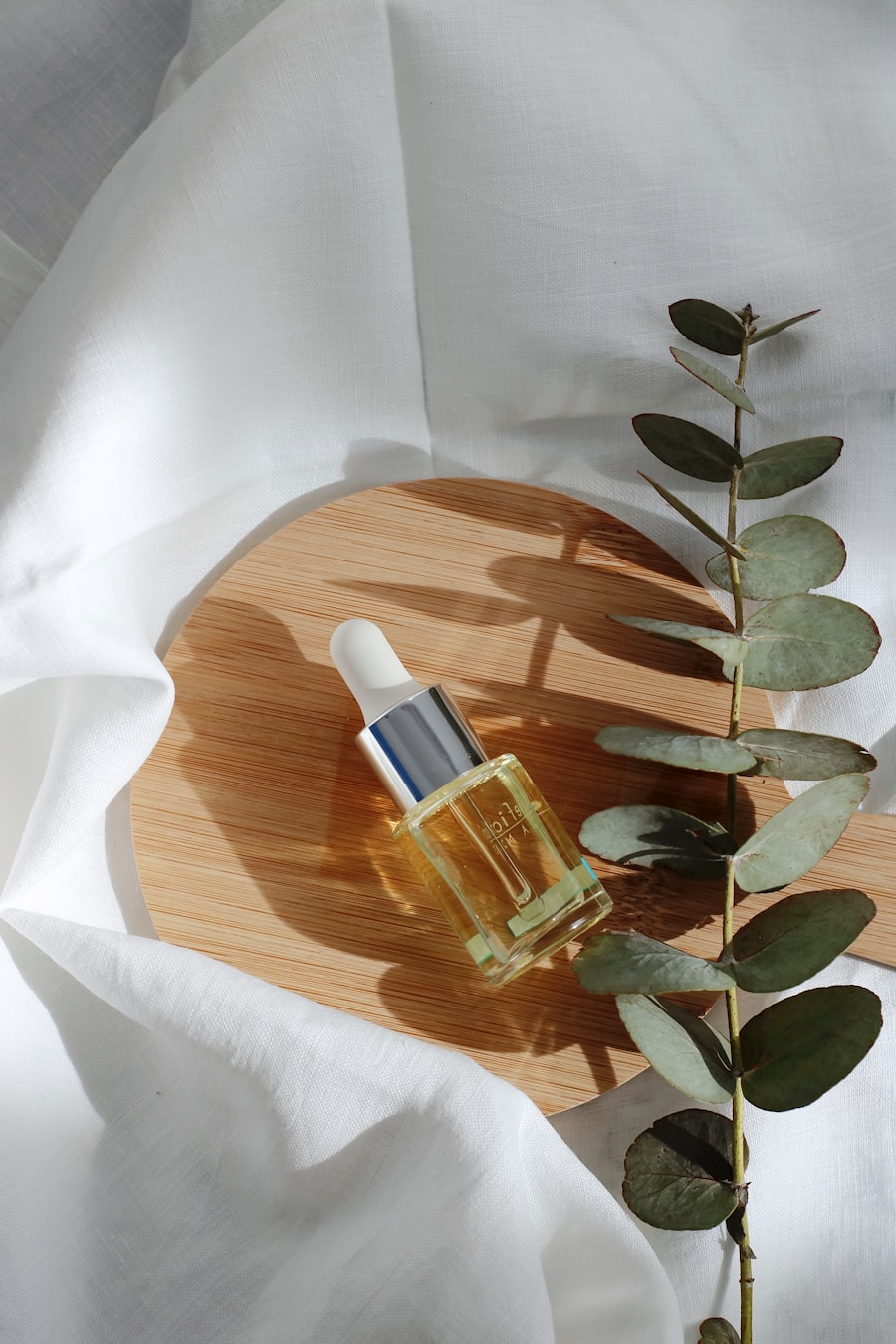Amber glass bottle of face oil